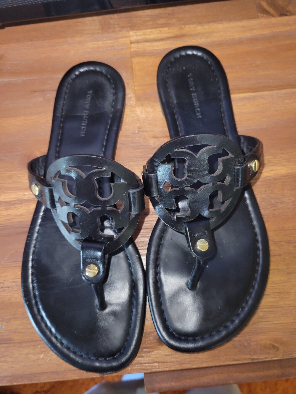 Tory Burch Black Miller Leather Sandals 6.5